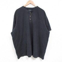 XL★古着 エルエルビーン LLBEAN 半袖 ブランド Tシャツ メンズ 無地 大きいサイズ コットン ヘンリーネック 黒 ブラック 25jun04 中古