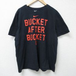 XL★古着 ナイキ NIKE 半袖 ブランド Tシャツ メンズ BUCKET AFTER 大きいサイズ クルーネック 黒 ブラック 25may22 中古