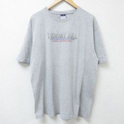 XL★古着 トミーヒルフィガー TOMMY HILFIGER トミージーンズ 半袖 ブランド Tシャツ メンズ ビッグロゴ 大きいサイズ クルーネック グレー 霜降り 25may22 中古