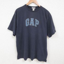 XL★古着 ギャップ GAP 半袖 ブランド Tシャツ メンズ ビッグロゴ 大きいサイズ コットン クルーネック 紺 ネイビー 25jun06 中古