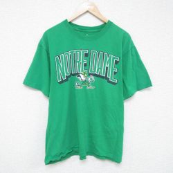 XL★古着 アディダス adidas 半袖 ブランド Tシャツ メンズ ノートルダム 大きいサイズ コットン クルーネック 緑 グリーン 25jun06 中古