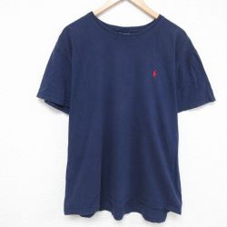 XL★古着 ラルフローレン Ralph Lauren 半袖 ブランド Tシャツ メンズ 90年代 90s 大きいサイズ コットン クルーネック 紺 ネイビー 25jun06 中古