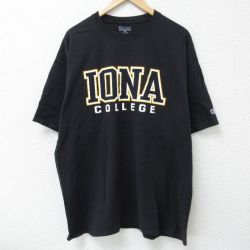 XL★古着 チャンピオン champion 半袖 ブランド Tシャツ メンズ アイオワ カレッジ 大きいサイズ クルーネック 黒 ブラック 25may26 中古
