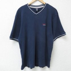 トミーヒルフィガー 半袖Tシャツ ワンポイントロゴ ネイビー XL | 古着