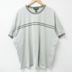XL★古着 エディーバウアー 半袖 ブランド Tシャツ メンズ ワンポイントロゴ 大きいサイズ コットン クルーネック ベージュ カーキ 霜降り 25may26 中古