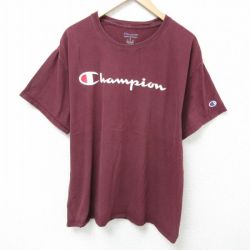 XL★古着 チャンピオン champion 半袖 ブランド Tシャツ メンズ ビッグロゴ クルーネック エンジ 25may26 中古