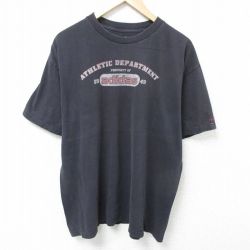 XL★古着 アディダス adidas 半袖 ブランド Tシャツ メンズ ビッグロゴ 大きいサイズ クルーネック 黒 ブラック 25jun09 中古