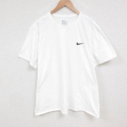 XL★古着 ナイキ NIKE 半袖 ブランド Tシャツ メンズ ワンポイントロゴ 大きいサイズ コットン クルーネック 白 ホワイト 25jun10 中古