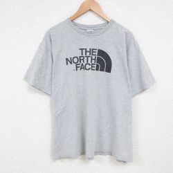 XL★古着 ノースフェイス THE NORTH FACE 半袖 ブランド Tシャツ メンズ ビッグロゴ 大きいサイズ クルーネック グレー 霜降り 25jun10 中古
