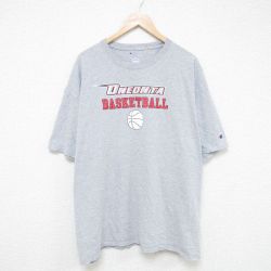 XL★古着 チャンピオン champion 半袖 ブランド Tシャツ メンズ バスケットボール 大きいサイズ コットン クルーネック グレー 霜降り 25jun16 中古