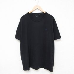 XL★古着 ラルフローレン Ralph Lauren 半袖 ブランド Tシャツ メンズ ワンポイントロゴ 大きいサイズ コットン クルーネック 黒 ブラック 25jun18 中古
