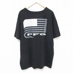 XL★古着 コロンビア COLUMBIA 半袖 ブランド Tシャツ メンズ PFG 大きいサイズ コットン クルーネック 黒 ブラック 25jun18 中古