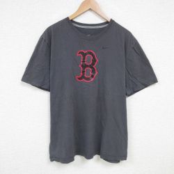 XL★古着 ナイキ NIKE 半袖 ブランド Tシャツ メンズ B コットン クルーネック 濃グレー 25jun19 中古