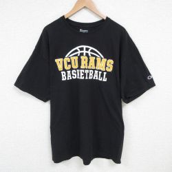 XL★古着 チャンピオン champion 半袖 ブランド Tシャツ メンズ バスケットボール 大きいサイズ コットン クルーネック 黒 ブラック 25jun19 中古