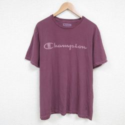 XL★古着 チャンピオン champion 半袖 ブランド Tシャツ メンズ ビッグロゴ 大きいサイズ コットン クルーネック エンジ 25jun19 中古