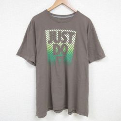 XL★古着 ナイキ NIKE 半袖 ブランド Tシャツ メンズ JUST DO IT 大きいサイズ コットン クルーネック 薄茶 ブラウン 【spe】 25jun19 中古