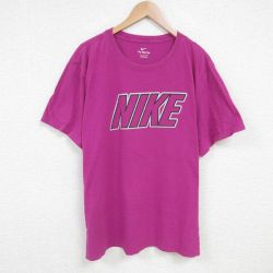 XL★古着 ナイキ NIKE 半袖 ブランド Tシャツ メンズ ビッグロゴ 大きいサイズ コットン クルーネック ピンク 25jun19 中古