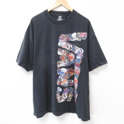 XL★古着 ヘインズ Hanes 半袖 ブランド Tシャツ メンズ ビッグロゴ 大きいサイズ コットン クルーネック 黒 ブラック 25jul18 中古