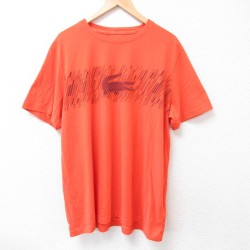 【50%OFF】XL★古着 ラコステ 半袖 ブランド Tシャツ メンズ ビッグロゴ 大きいサイズ クルーネック オレンジ 25jul18 中古