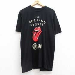 XL★古着 半袖 ロック バンド Tシャツ メンズ ローリングストーンズ The Rolling Stones コットン クルーネック 黒 ブラック 25apr30 中古