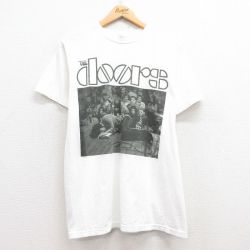 M★古着 半袖 ロック バンド Tシャツ メンズ ドアーズ コットン クルーネック 白 ホワイト 25apr30 中古