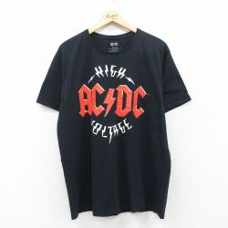 XL★古着 半袖 ロック バンド Tシャツ メンズ AC/DC コットン クルーネック 黒 ブラック 25may10 中古