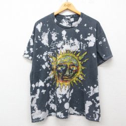 XL★古着 半袖 ロック バンド Tシャツ メンズ サブライム コットン クルーネック グレー他 ブリーチ加工 25may14 中古