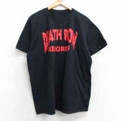 XL★古着 半袖 ロック バンド Tシャツ メンズ デスロウレコード クルーネック 黒 ブラック 25may28 中古