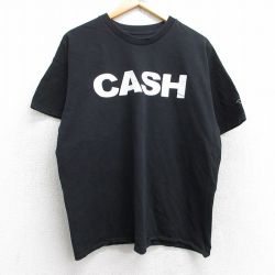 XL★古着 半袖 ロック バンド Tシャツ メンズ ジョニーキャッシュ コットン クルーネック 黒 ブラック 25may28 中古