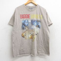 XL★古着 半袖 ヒップホップ ラップ Tシャツ メンズ ノトーリアスBIG コットン クルーネック ベージュ カーキ 25may28 中古