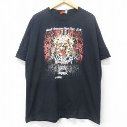 XL★古着 半袖 ロック バンド Tシャツ メンズ スレイヤー ラムオブゴッド アンスラックス 大きいサイズ コットン クルーネック 黒 ブラック 25jun12 中古