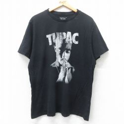 XL★古着 半袖 ヒップホップ ラップ Tシャツ メンズ トゥパック 2パック 2PAC コットン クルーネック 黒 ブラック 25jun12 中古
