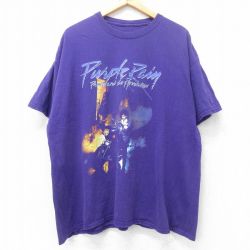 【20%OFF】XL★古着 半袖 ロック バンド Tシャツ メンズ プリンス 大きいサイズ コットン クルーネック 紫 パープル 25jun12 中古
