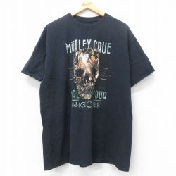 【20%OFF】XL★古着 半袖 ロック バンド Tシャツ メンズ モトリークルー アリスクーパー大きいサイズ コットン クルーネック 黒 ブラック 25jun12 中古