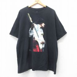 XL★古着 ヘインズ Hanes 半袖 ロック バンド Tシャツ メンズ ジミヘンドリックス 大きいサイズ コットン クルーネック 黒 ブラック 25jun12 中古
