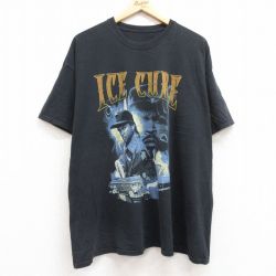 XL★古着 半袖 ヒップホップ ラップ Tシャツ メンズ アイスキューブ 大きいサイズ クルーネック 黒 ブラック 25jun30 中古