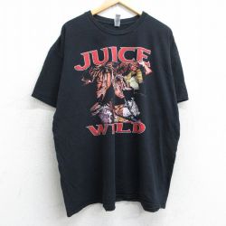 XL★古着 半袖 ヒップホップ ラップ Tシャツ メンズ ジュースワールド 大きいサイズ コットン クルーネック 黒 ブラック 25jul03 中古