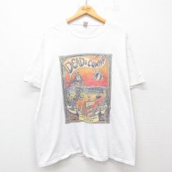 XL★古着 フルーツオブザルーム 半袖 ロック バンド Tシャツ メンズ DEAD&COMPANY 大きいサイズ コットン クルーネック 白 ホワイト 25jul10 中古