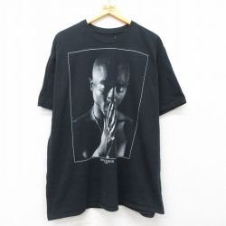 【20%OFF】XL★古着 半袖 ヒップホップ ラップ Tシャツ メンズ トゥパック 2パック 2PAC 大きいサイズ コットン クルーネック 黒 ブラック 25jul10 中古