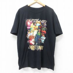 XL★古着 半袖 ヒップホップ ラップ Tシャツ メンズ アウトキャスト 大きいサイズ クルーネック 黒 ブラック 25jul14 中古