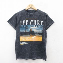 S★古着 半袖 ヒップホップ ラップ Tシャツ メンズ アイスキューブ コットン クルーネック 黒他 ブラック タイダイ 25jul14 中古