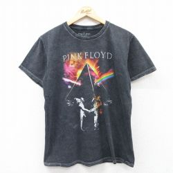 M★古着 半袖 ロック バンド Tシャツ メンズ ピンクフロイド コットン クルーネック 黒 ブラック 25jul14 中古