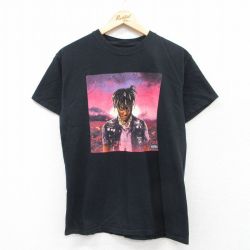 【20%OFF】M★古着 半袖 ヒップホップ ラップ Tシャツ メンズ ジュースワールド コットン クルーネック 黒 ブラック 25jul14 中古