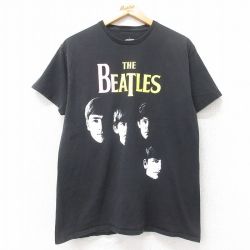 L★古着 半袖 ロック バンド Tシャツ メンズ ビートルズ The Beatles コットン クルーネック 黒 ブラック 25jul14 中古