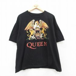 XL★古着 半袖 ロック バンド Tシャツ メンズ クイーン 大きいサイズ コットン クルーネック 黒 ブラック 25jul14 中古