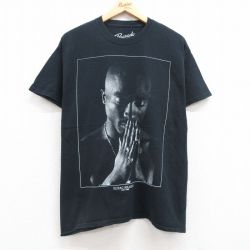 L★古着 半袖 ヒップホップ ラップ Tシャツ メンズ 2PAC トゥパック コットン クルーネック 黒 ブラック 25jul15 中古