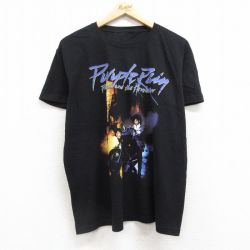XL★古着 半袖 ロック バンド Tシャツ メンズ プリンス パープルレイン コットン クルーネック 黒 ブラック 25jul15 中古