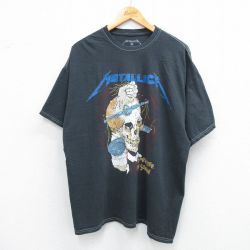 XL★古着 半袖 ロック バンド Tシャツ メンズ メタリカ パスヘッド 大きいサイズ コットン クルーネック 黒 ブラック 【spe】 25jul16 中古