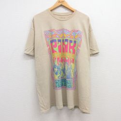 XL★古着 半袖 ロック バンド Tシャツ メンズ ピンクフロイド 大きいサイズ コットン クルーネック ベージュ カーキ 25jul19 中古