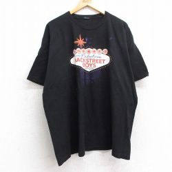 XL★古着 TULTEX 半袖 ロック バンド Tシャツ メンズ バックストリートボーイズ 大きいサイズ コットン クルーネック 黒 ブラック 25jul30 中古